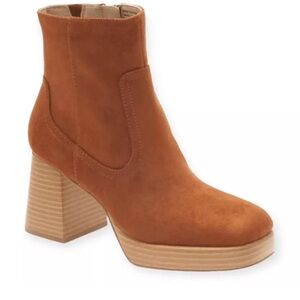 BP Keyle Faux Suede Platform Bootie in Cognac color!